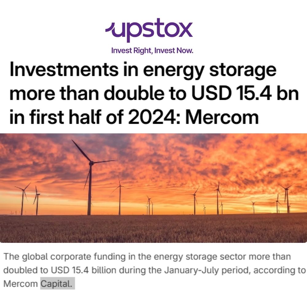 Energy Storage Investments Double to USD 15.4 Billion in H1 2024