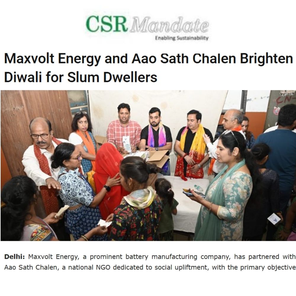 Maxvolt Energy and Aao Sath Chalen Brighten Diwali for Slum Dwellers