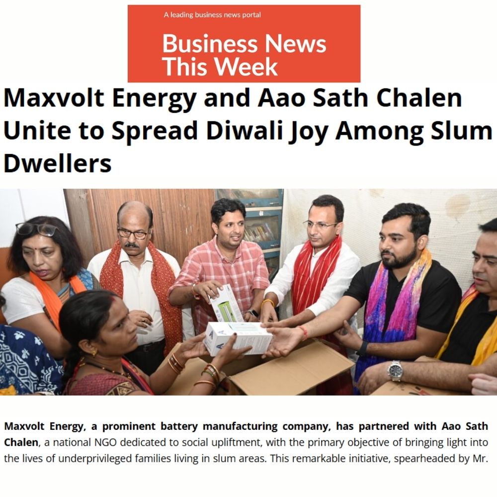 Maxvolt Energy and Aao Sath Chalen Brighten Diwali for Slum Dwellers with Solar Batteries