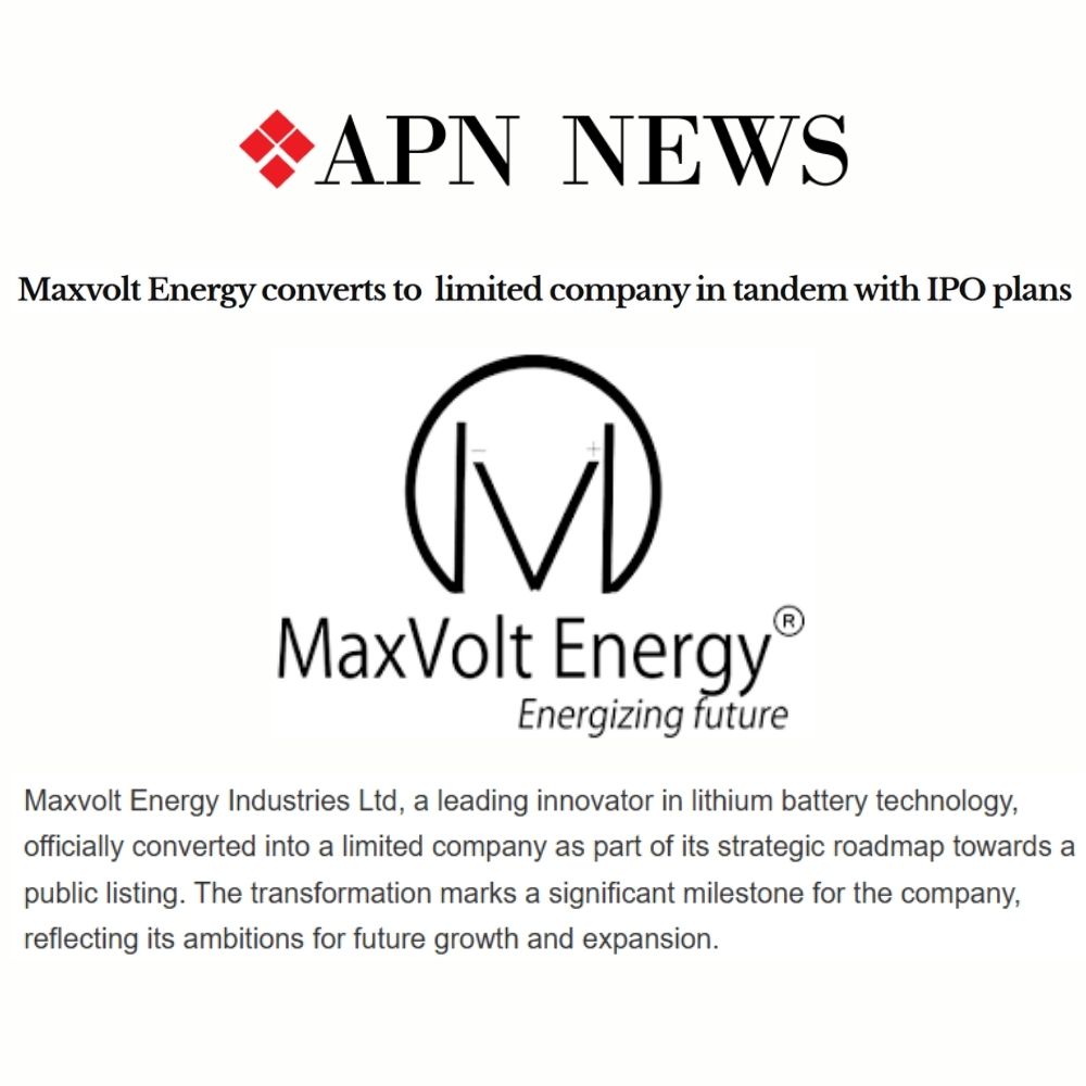 Maxvolt Energy Becomes Limited Company, Paves Way for IPO