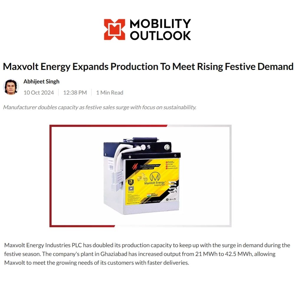 Maxvolt Energy Doubles Production Capacity for Festive Season Demand