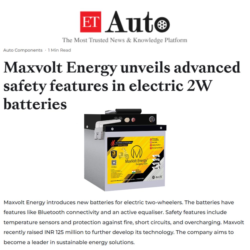 Maxvolt Energy Launches Electric 2W Batteries with Advanced Safety Features