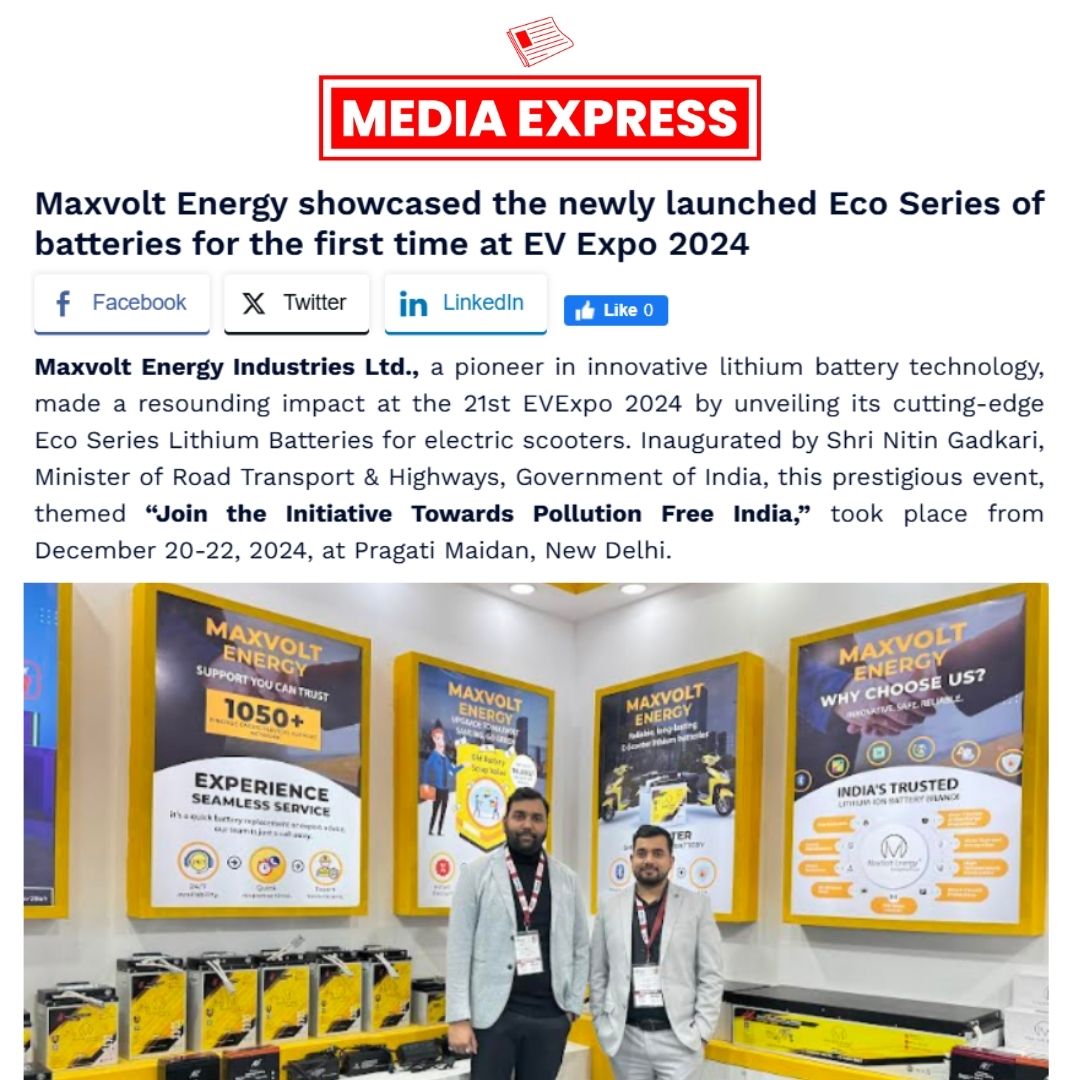 Maxvolt Energy Unveils Eco Series Lithium Batteries at EV Expo 2024 for Sustainable E-Mobility