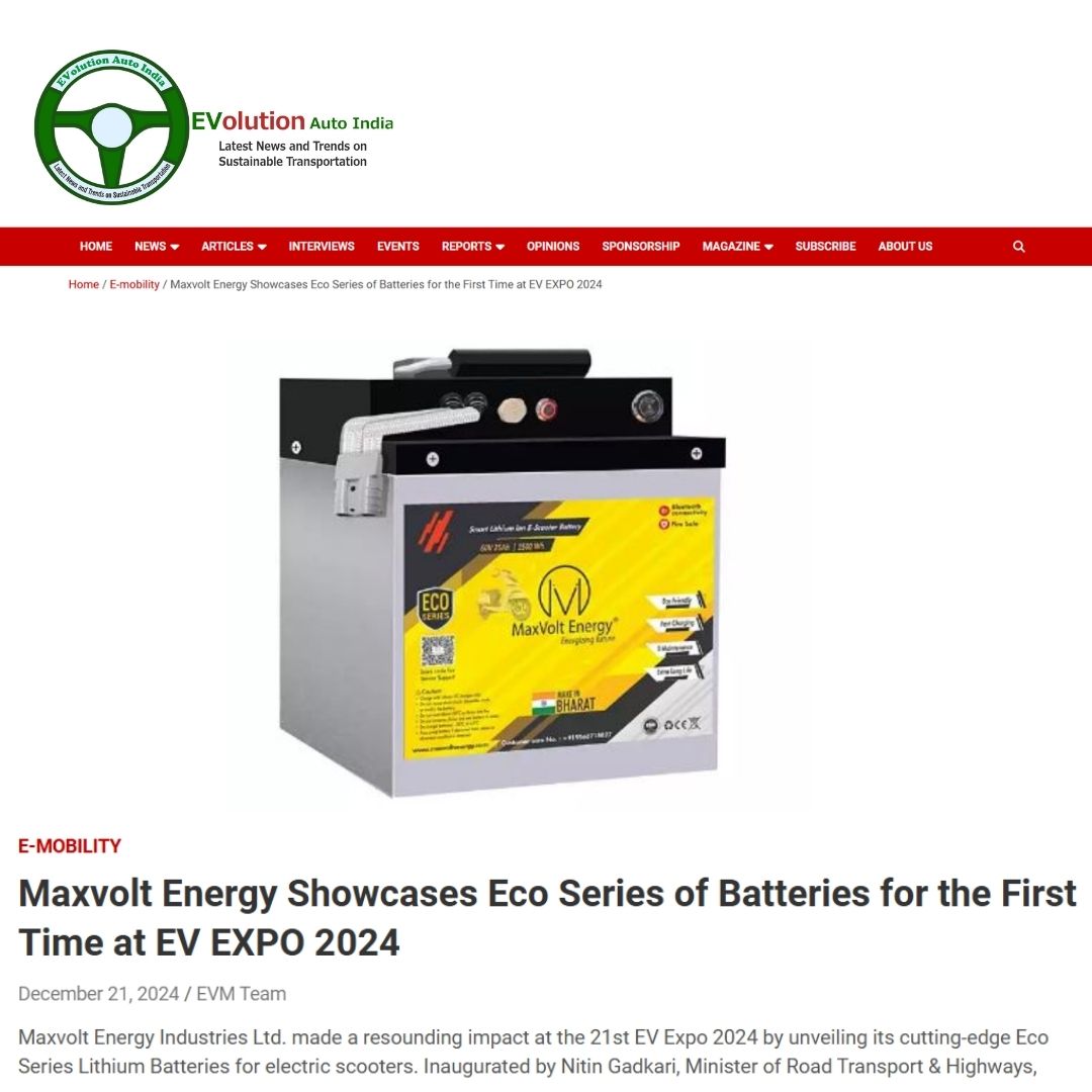  Maxvolt Energy Revolutionizes E-Scooter Power with Eco Series Batteries at EV Expo 2024