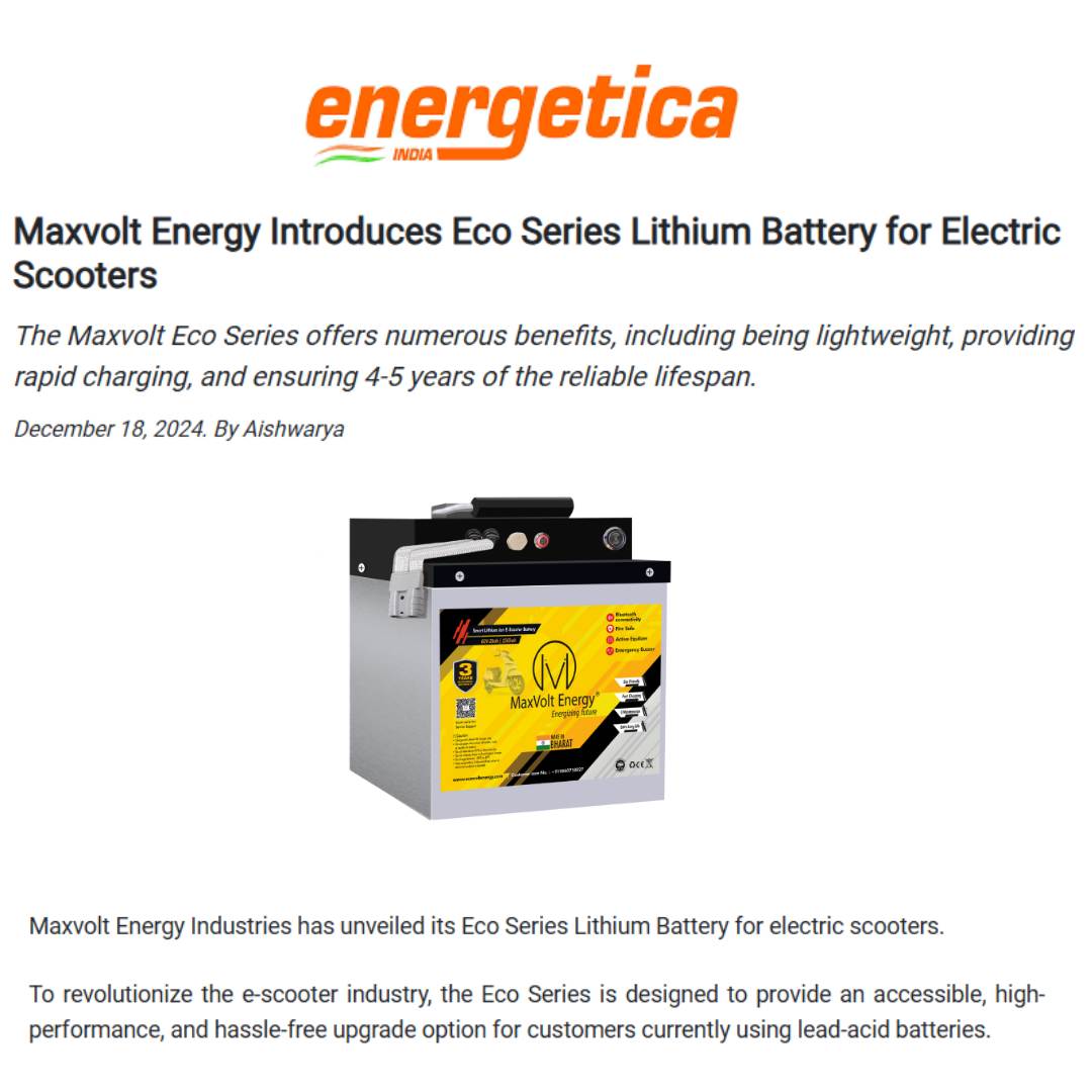 Maxvolt Unveils Game-Changing Eco Series Lithium Battery for E-Scooters