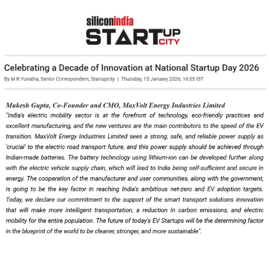 National Startup Day 2026: Mukesh Gupta of Maxvolt Energy Highlights Innovation as the Catalyst for India’s Clean Energy Future