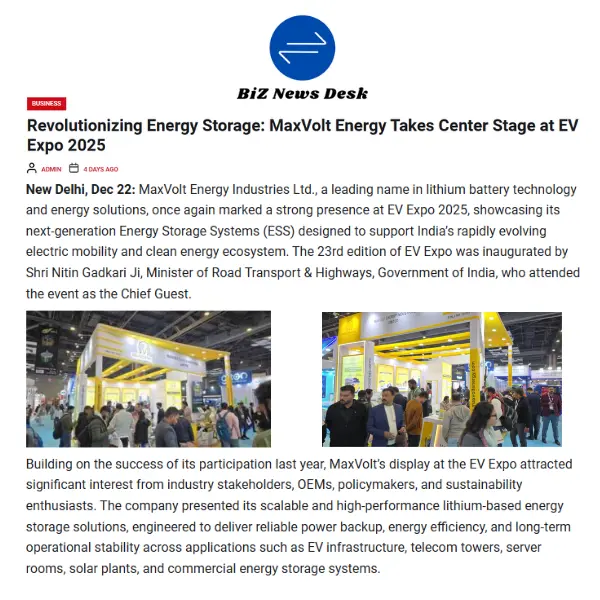 Revolutionizing Energy Storage: MaxVolt Energy Takes Center Stage at EV Expo 2025